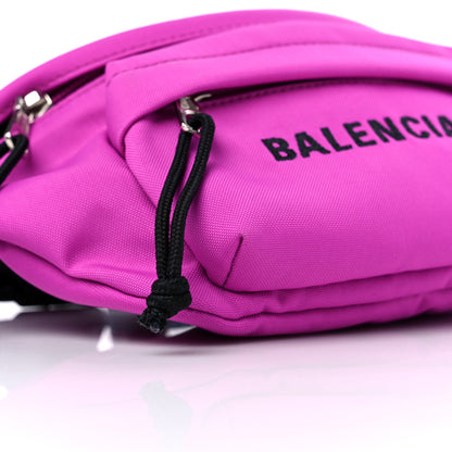 Balenciaga Sport Nylon Logo Embroidered Small Wheel Beltpack Fuchsia Black 7 of 8