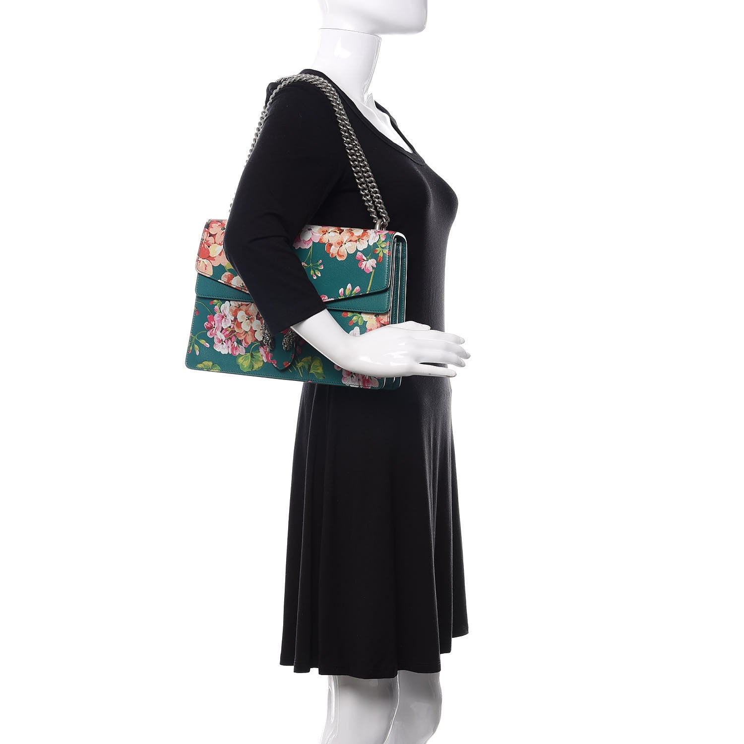 Gucci Calfskin Blooms Print Medium Dionysus Shoulder Bag Bright Emerald Multicolor 2 of 10