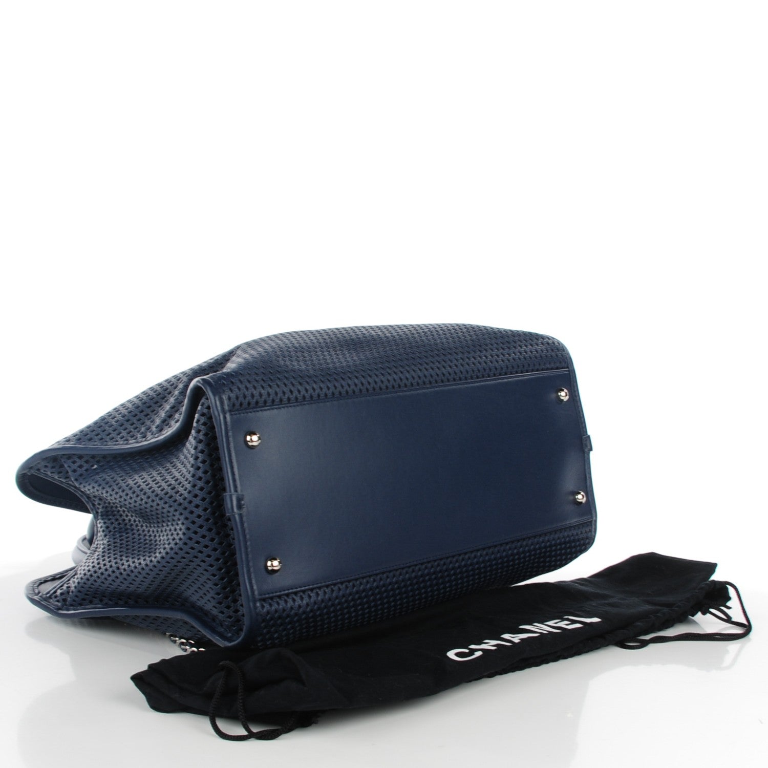 Chanel Calfskin Perforated Up In The Air Tote Dark Blue 4 of 8