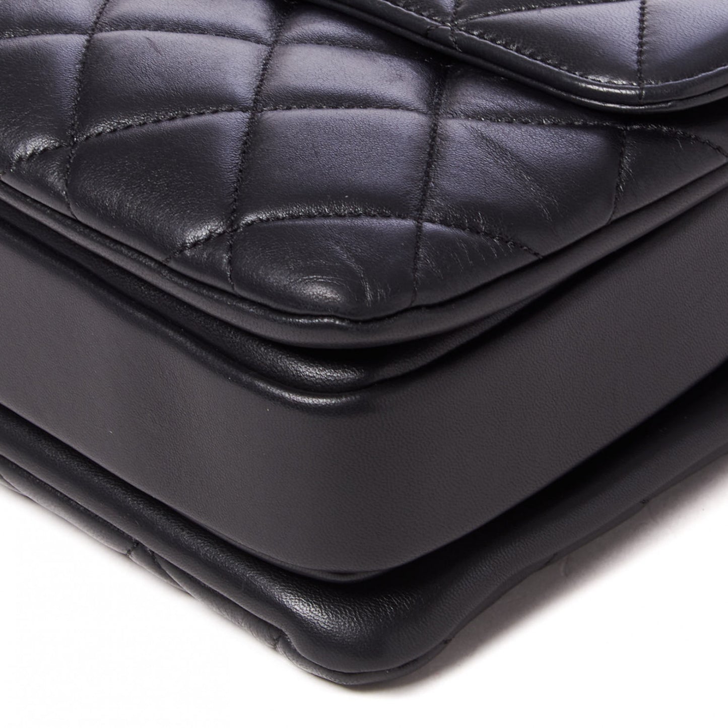 Lambskin Quilted Medium Trendy CC Flap Dual Handle Bag Black