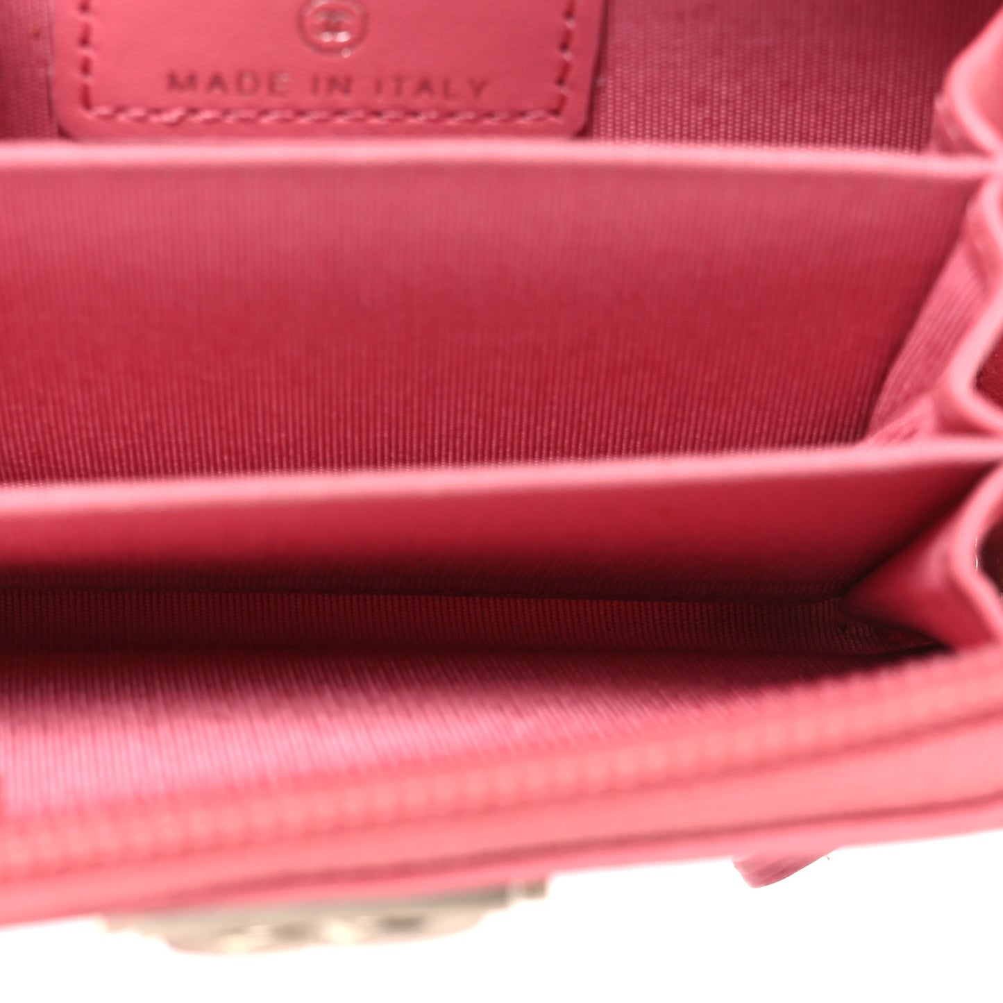 Calfskin Chevron Quilted Zip Around Boy Coin Purse Wallet Pink