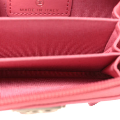 Chanel Calfskin Chevron Quilted Zip Around Boy Coin Purse Wallet Pink 5 of 16