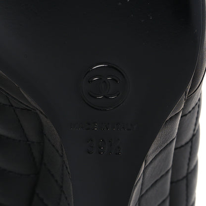 Chanel Lambskin Patent Quilted Wedge Ankle Boots 39.5 Black 6 of 8