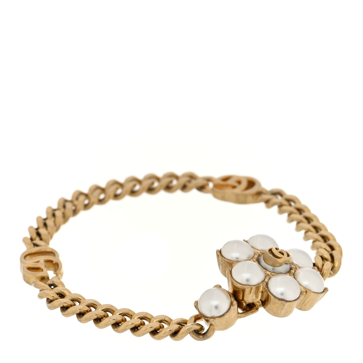 Pearl GG Marmont Bracelet Aged Gold Pearl Cream