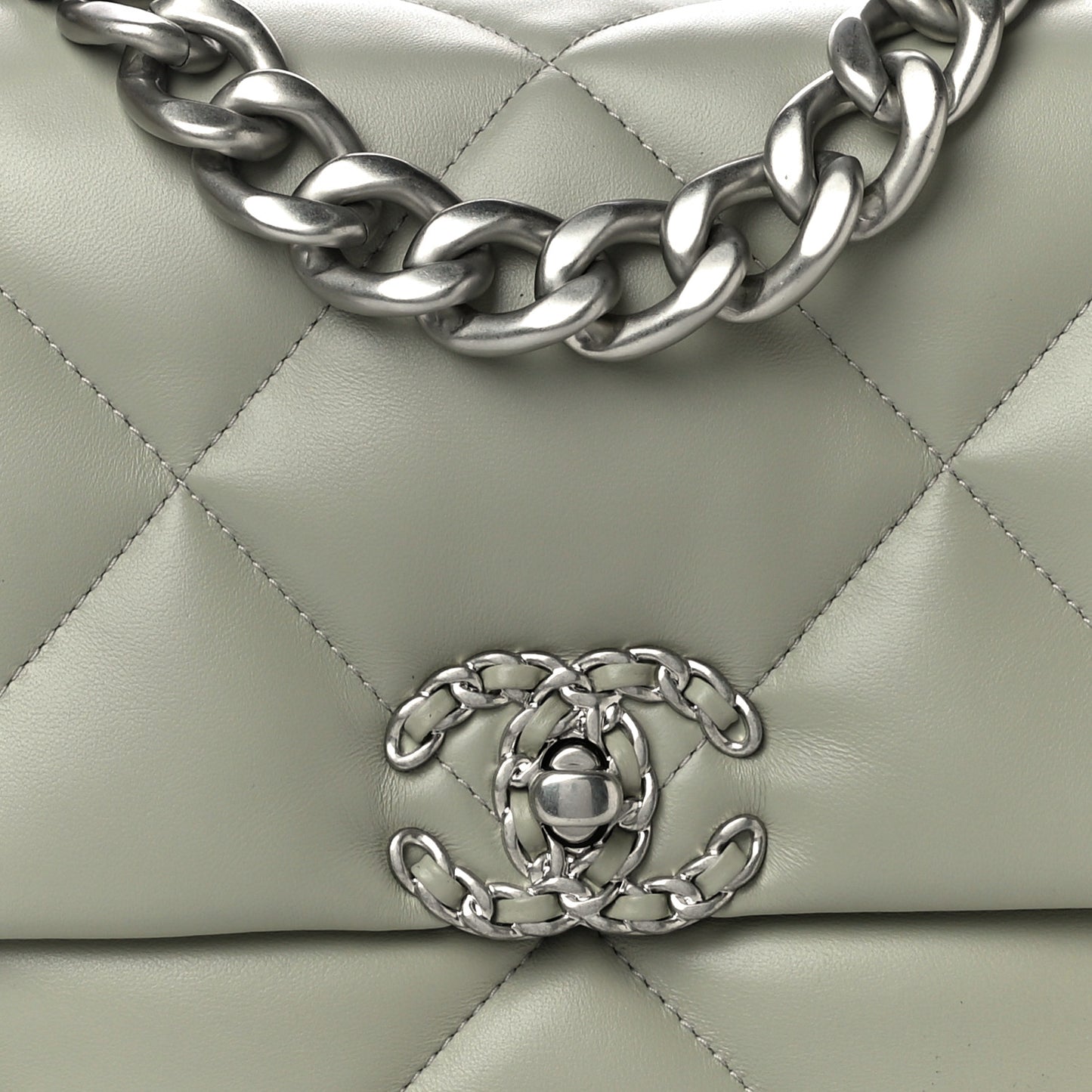 Lambskin Quilted Large Chanel 19 Flap Grey