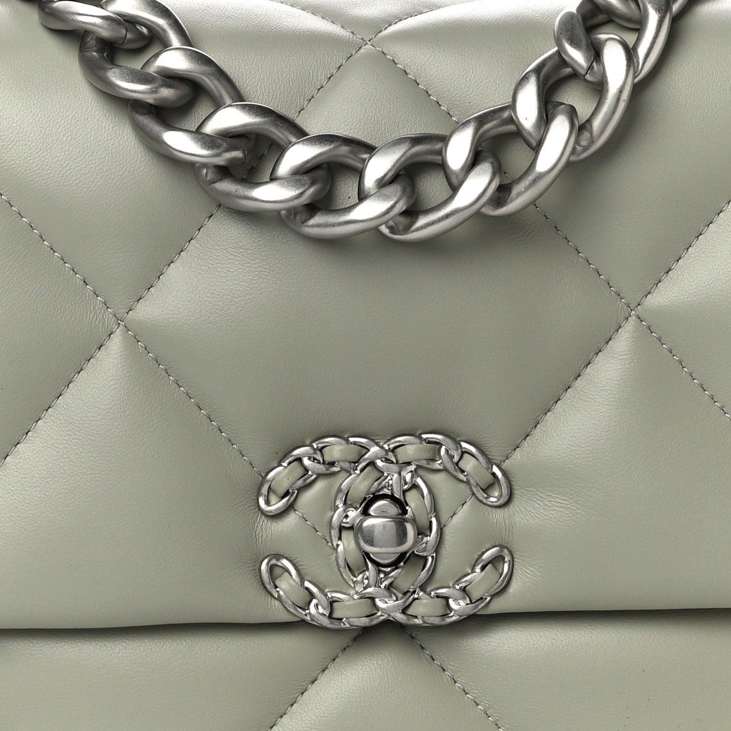 Chanel Lambskin Quilted Large Chanel 19 Flap Grey 8 of 10