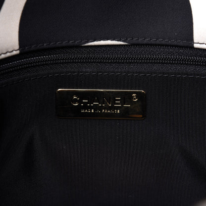 Chanel Fabric Printed Large Chanel 19 Flap Black Ecru 8 of 11