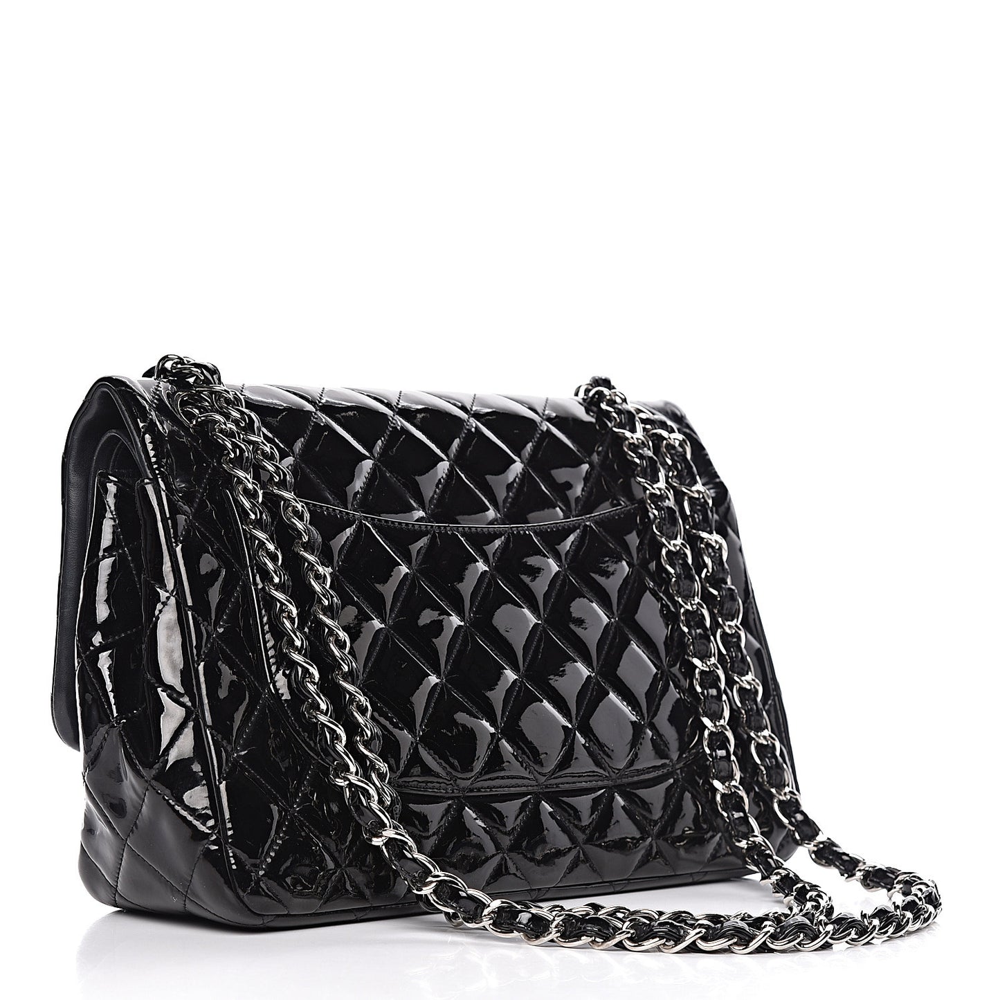 Patent Quilted Jumbo Double Flap Black