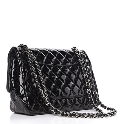 Chanel Patent Quilted Jumbo Double Flap Black 3 of 22