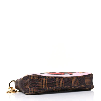 Louis Vuitton Damier Ebene 2019 Christmas Animation Mini Pochette Accessories Red 4 of 9