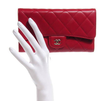 Chanel Lambskin Quilted Large Flap Wallet Red 2 of 9
