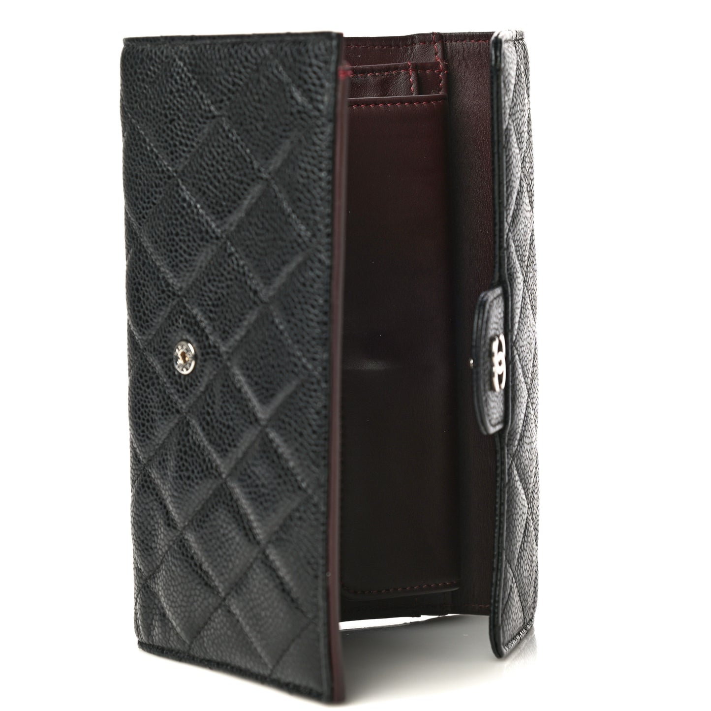 Caviar Quilted Long Flap Wallet Black