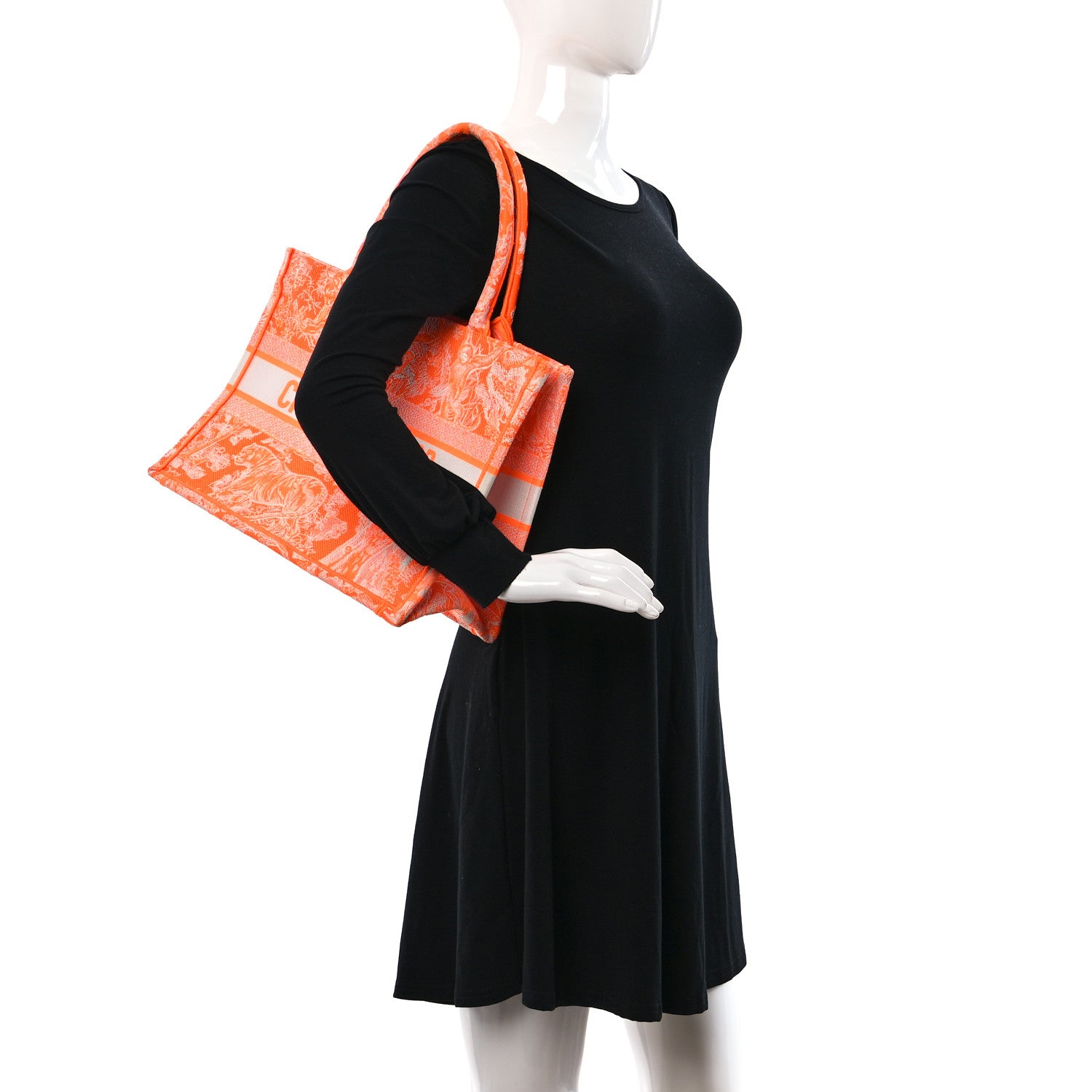Christian Dior Canvas Embroidered Medium Dioriviera Toile De Jouy Book Tote Orange 2 of 10
