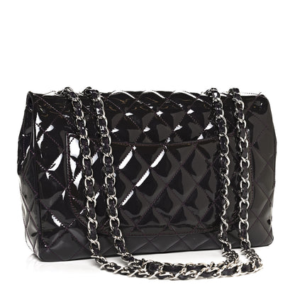Chanel Patent Quilted Jumbo Single Flap Dark Purple 2 of 9