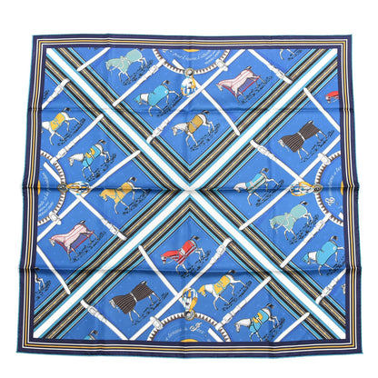 Hermes Silk Couvertures Et Tenues Double Face Scarf 90 Bleu Gold Black 1 of 3