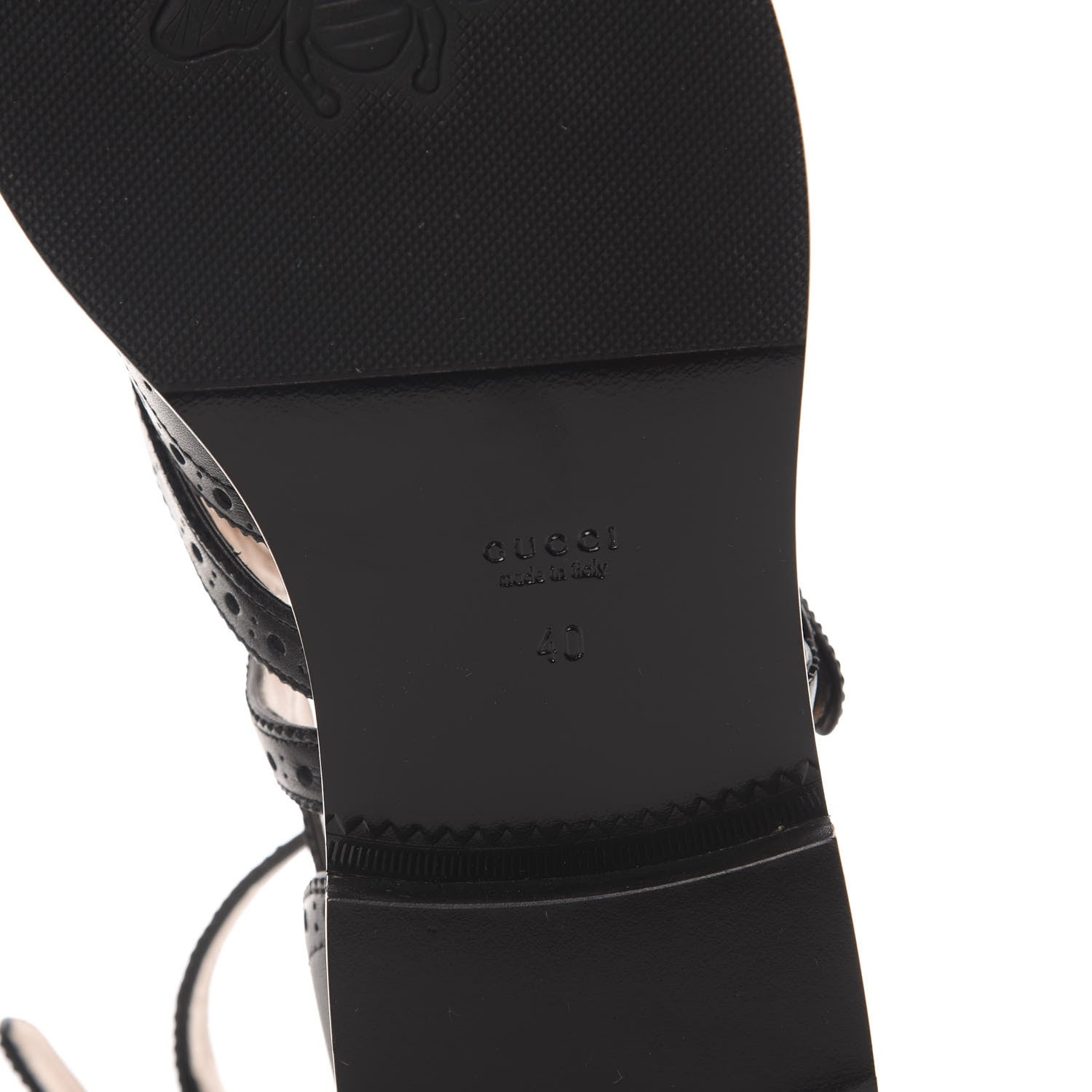 Gucci Calfskin Bee Embroidered Womens Queercore Brogue Wingtip Monk Strap Loafers 40 Black 7 of 9