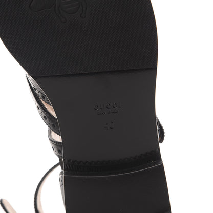 Gucci Calfskin Bee Embroidered Womens Queercore Brogue Wingtip Monk Strap Loafers 40 Black 7 of 9