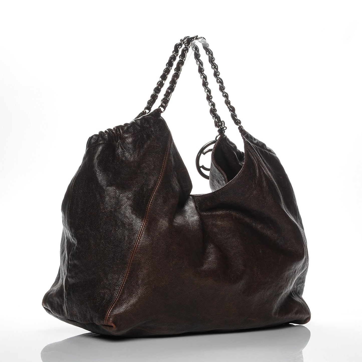 Distressed Caviar XL Coco Cabas Brown