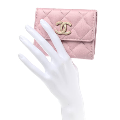 Chanel Caviar Quilted Studded CC Flap Card Holder Light Pink 2 of 9