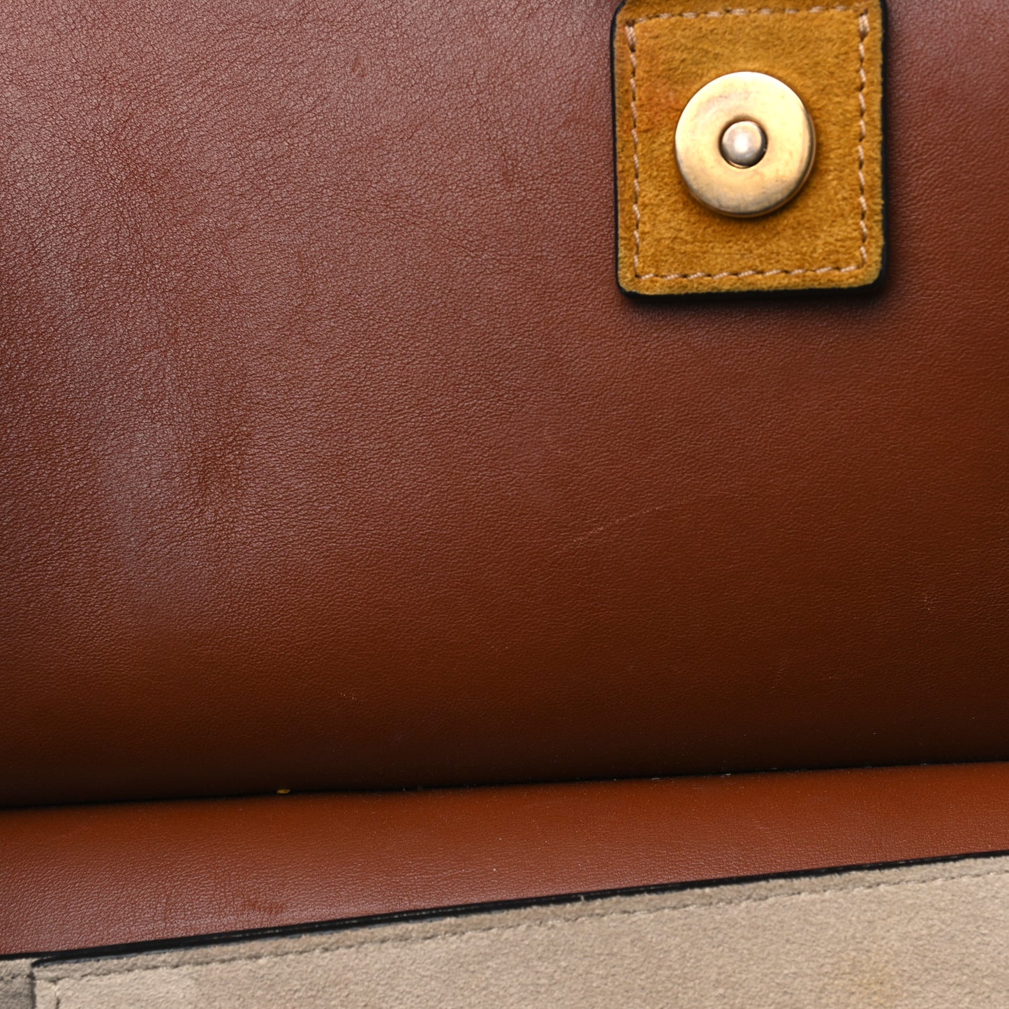 Suede Calfskin Patchwork Medium Faye Shoulder Bag Tobacco