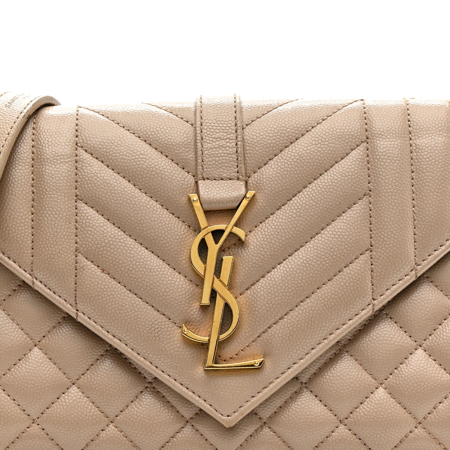 Saint Laurent Grain De Poudre Textured Mixed Matelasse Triquilt Small Monogram Satchel Dark Beige 8 of 13