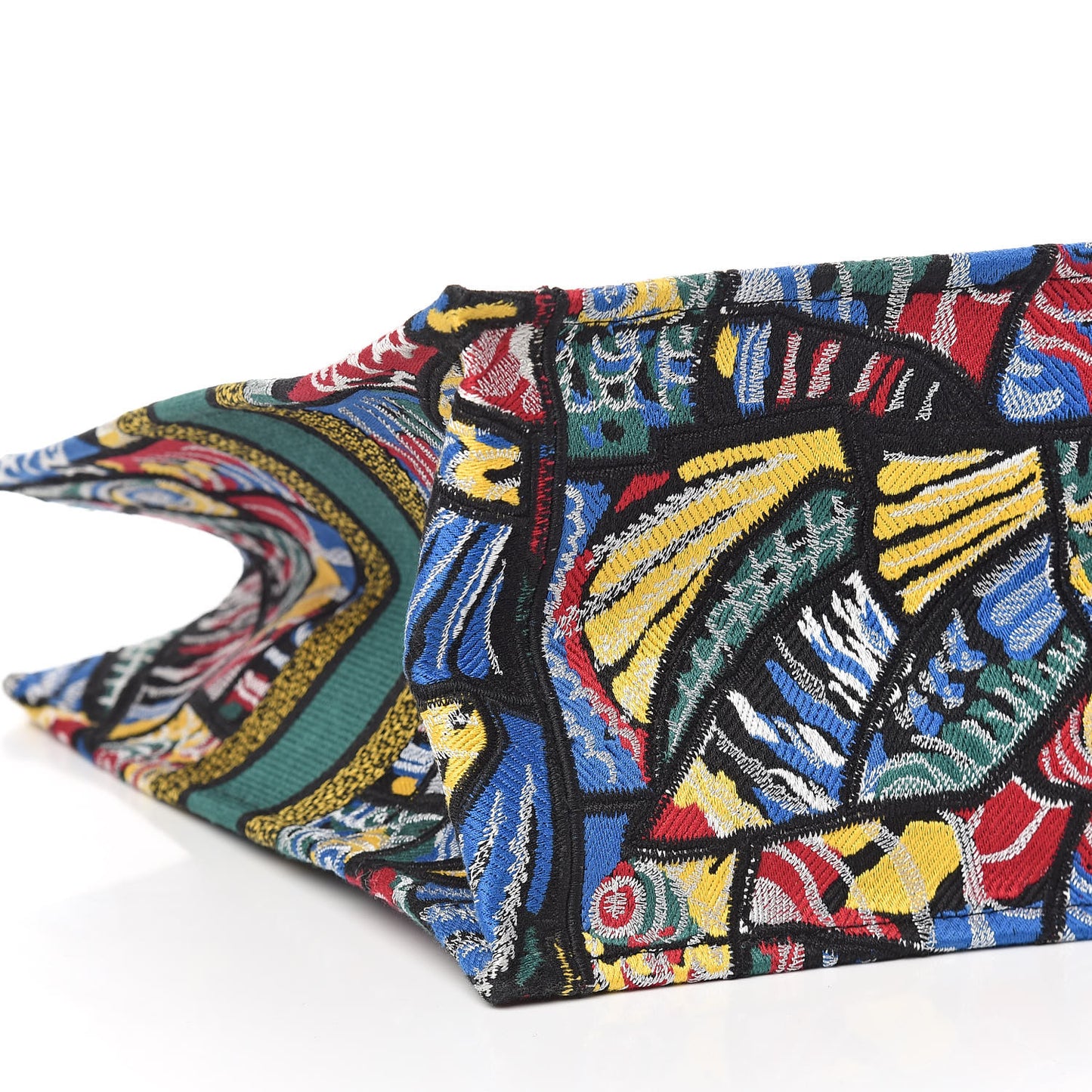 Canvas Embroidered Butterfly Book Tote Black Multicolor