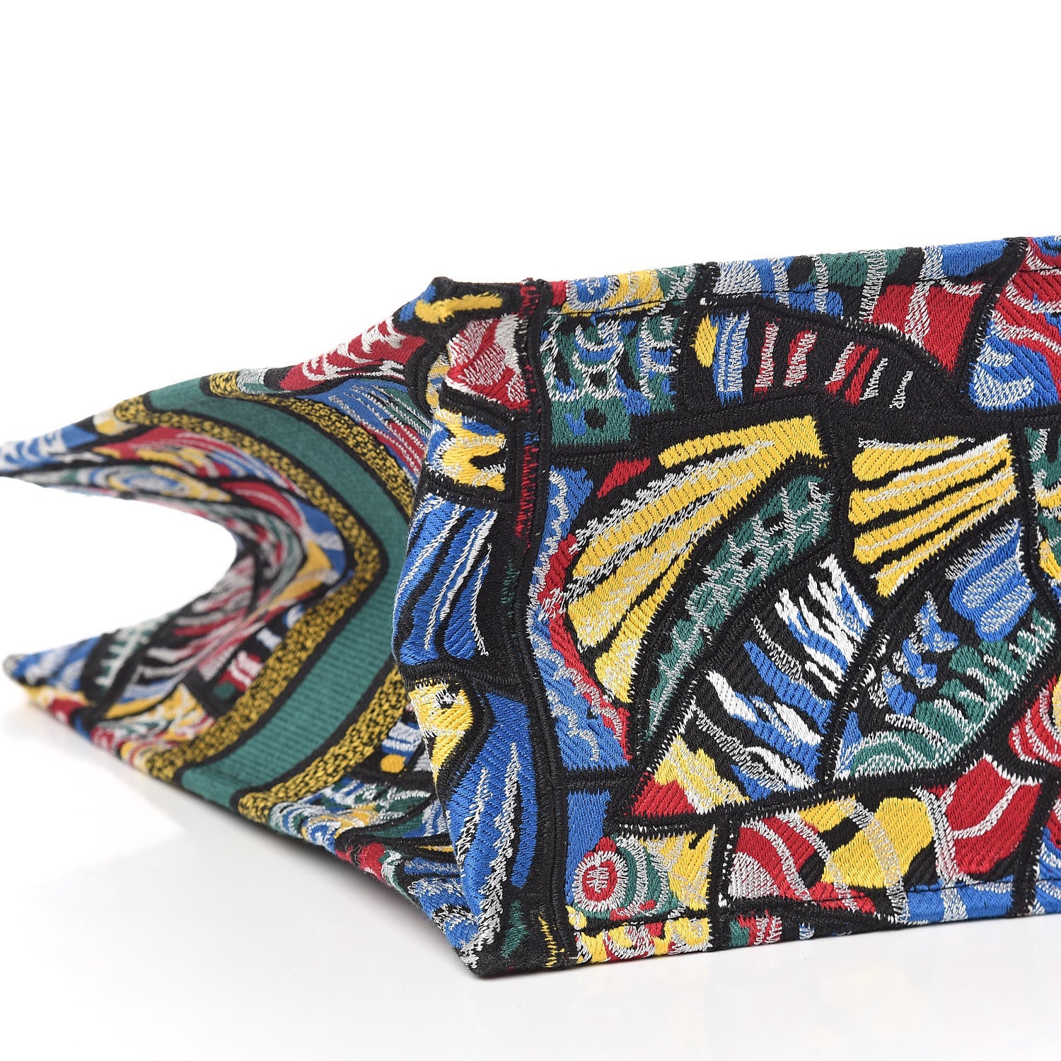 Christian Dior Canvas Embroidered Butterfly Book Tote Black Multicolor 5 of 10