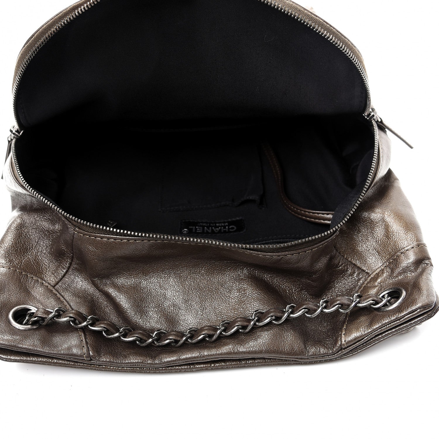 Chanel Metallic Lambskin Quilted Drawstring Backpack Brown 4 of 9