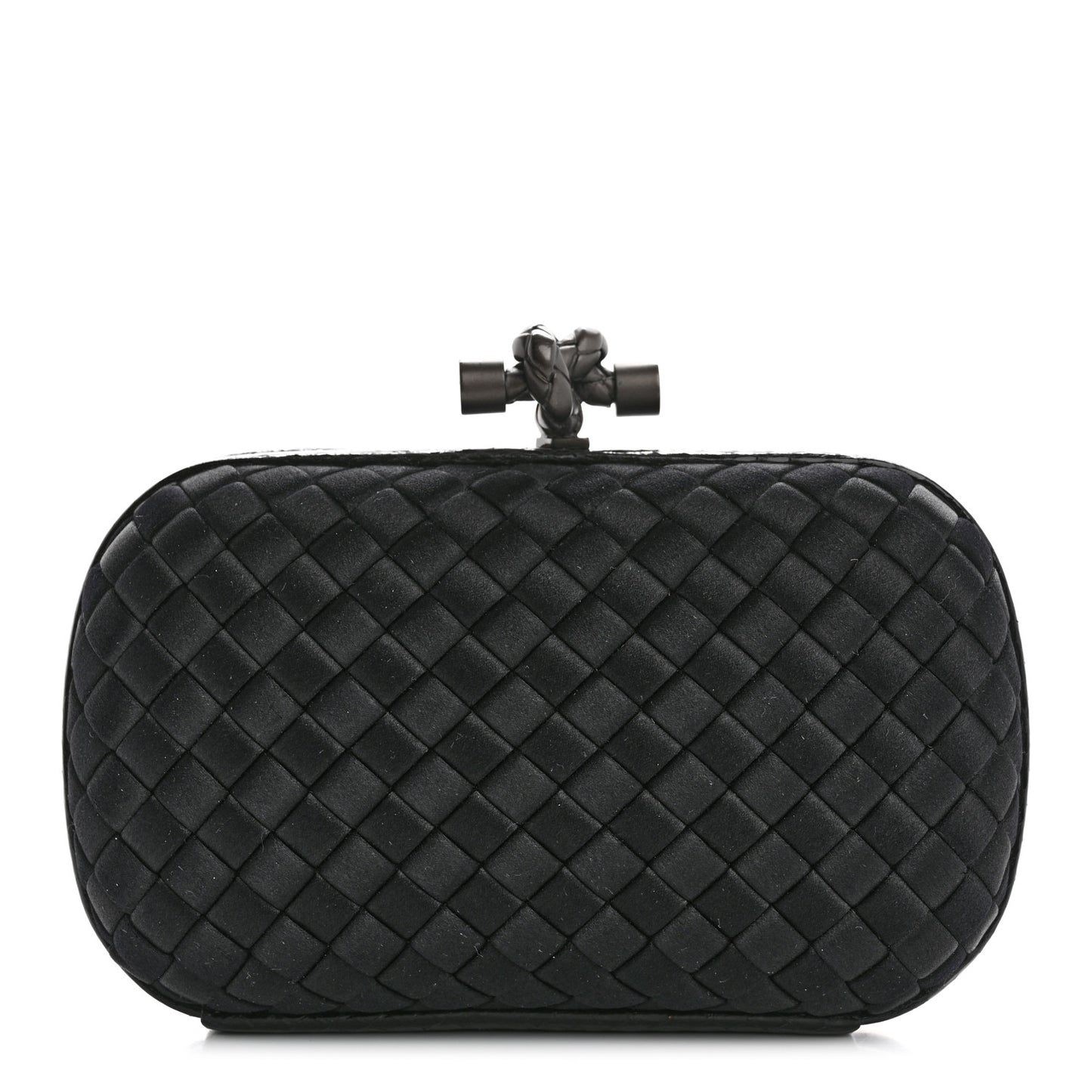 Satin Intreccio Impero Ayers Knot Clutch Black