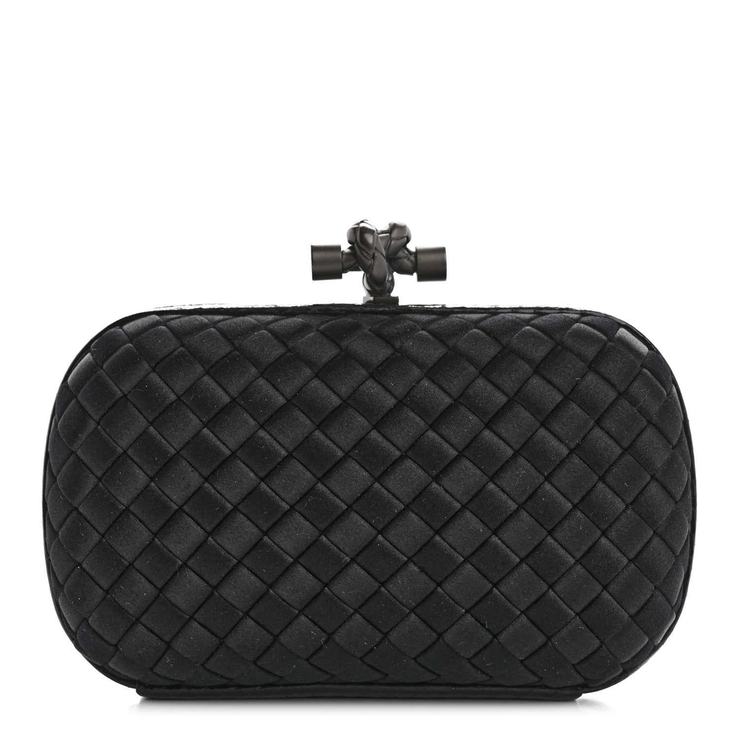 Bottega Veneta Satin Intreccio Impero Ayers Knot Clutch Black 1 of 8