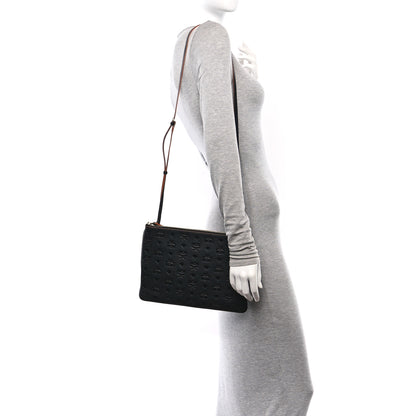 MCM Calfskin Monogram Klara Crossbody Pouch Black 2 of 9