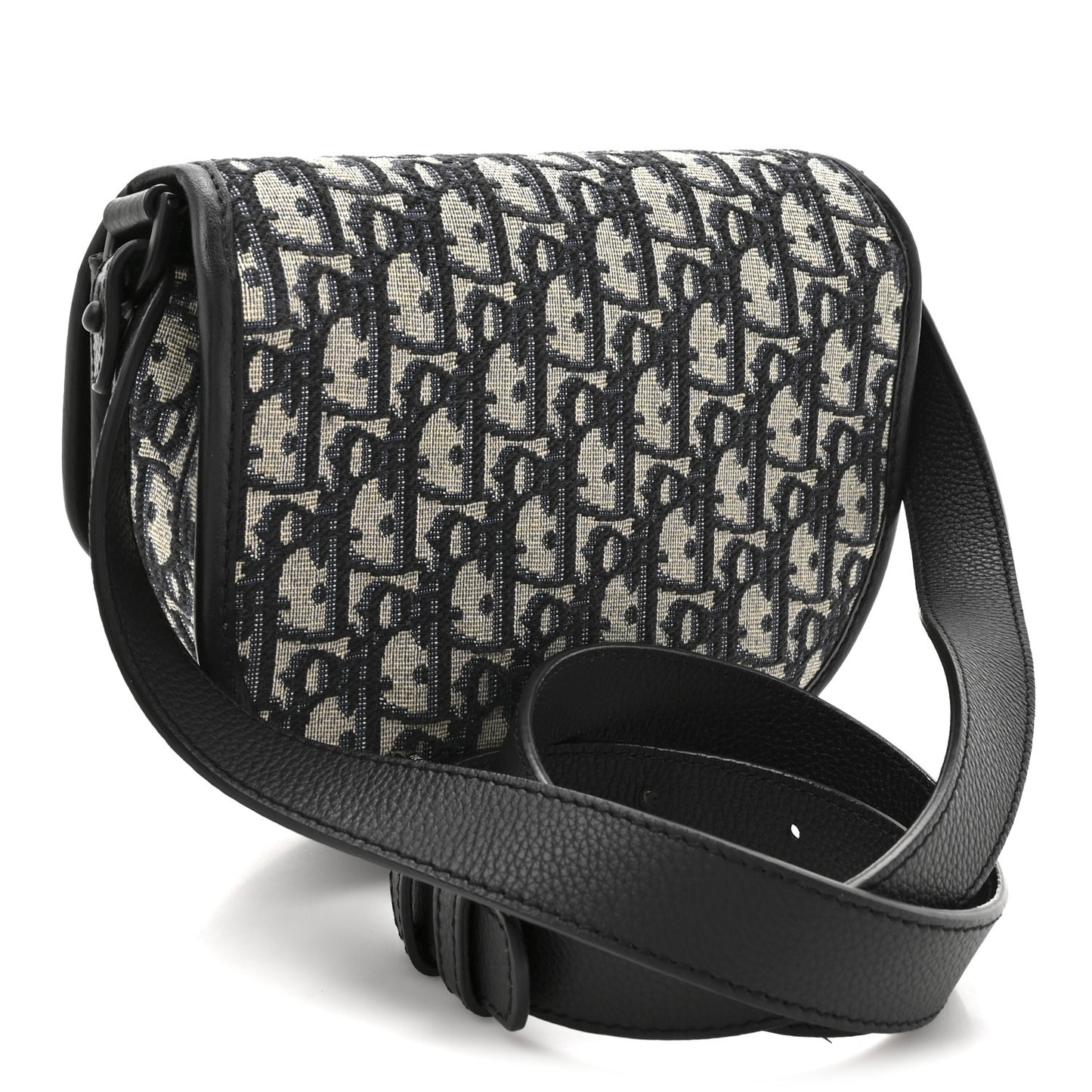 Oblique Grained Calfskin Mini Gallop Bag With Strap Black Beige