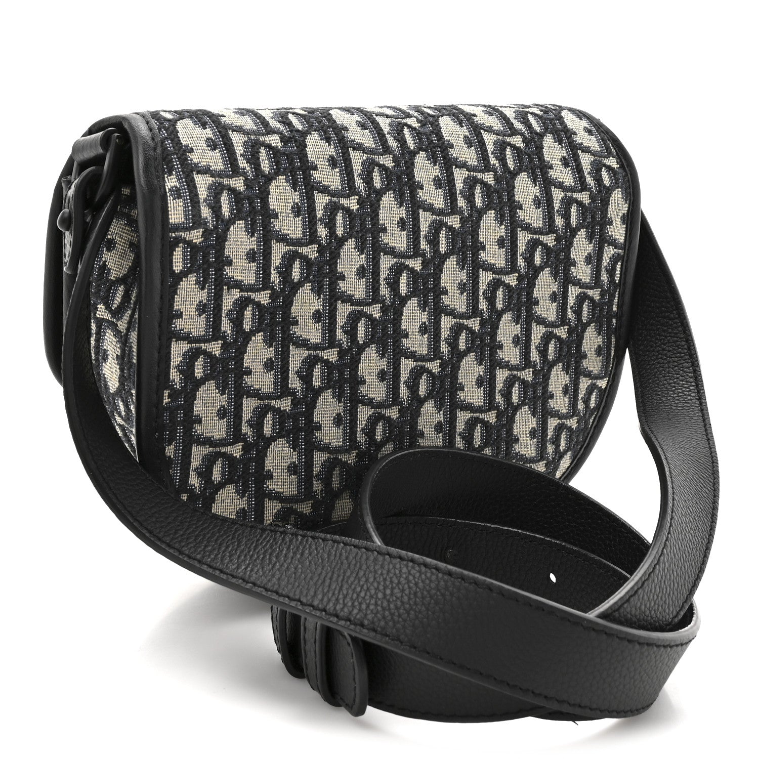 Christian Dior Oblique Grained Calfskin Mini Gallop Bag With Strap Black Beige 3 of 10