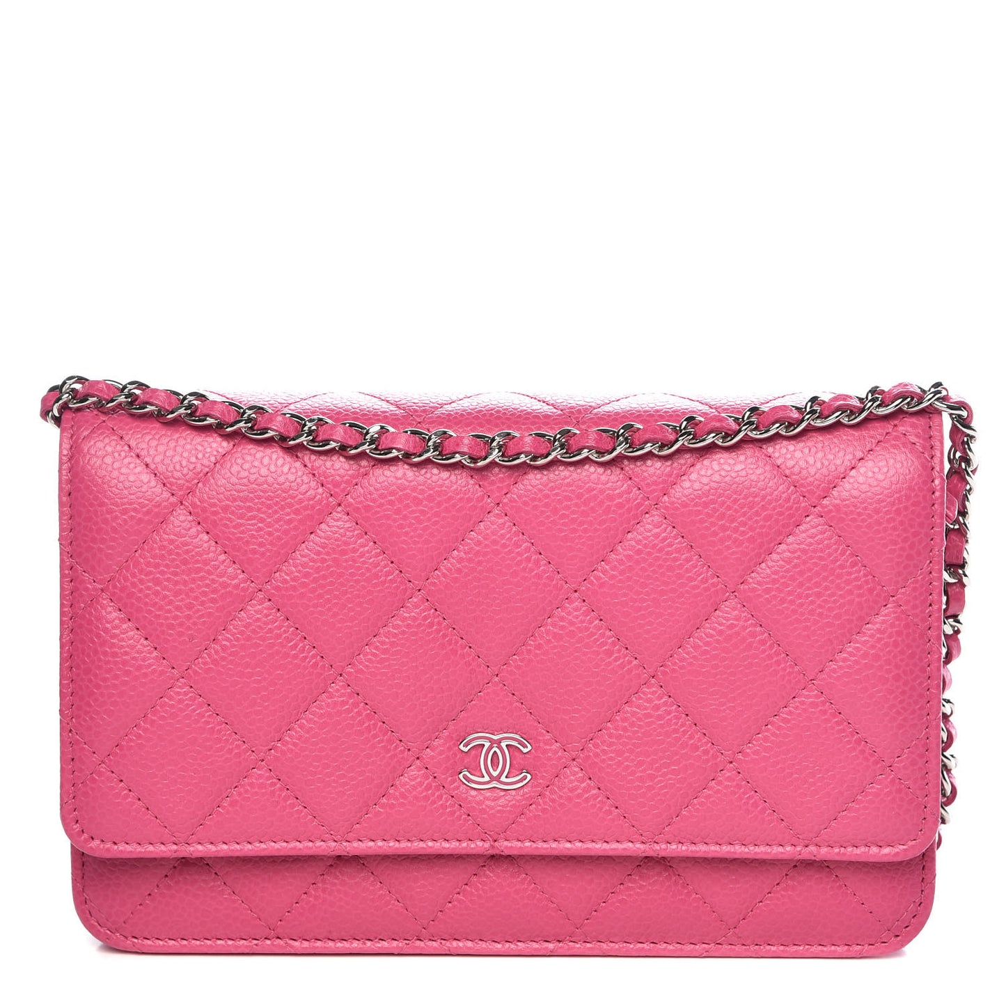 Caviar Quilted Wallet on Chain WOC Pink