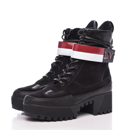 Louis Vuitton Suede Calfskin Laureate Platform Desert Boots 37 Black 3 of 8