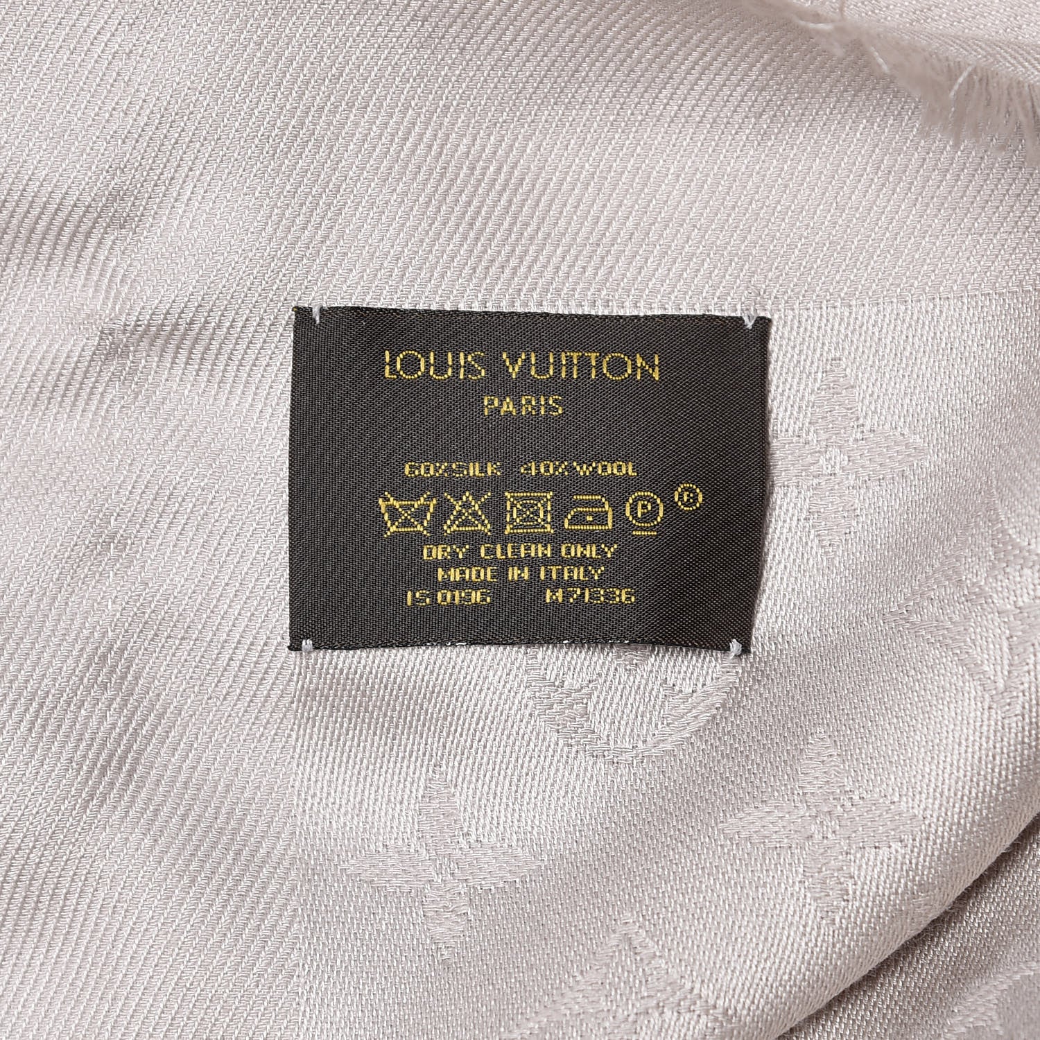 Louis Vuitton Silk Wool Monogram Shawl Greige 4 of 6