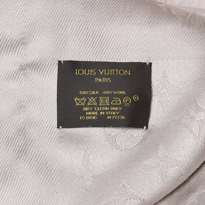 Louis Vuitton Silk Wool Monogram Shawl Greige 4 of 6