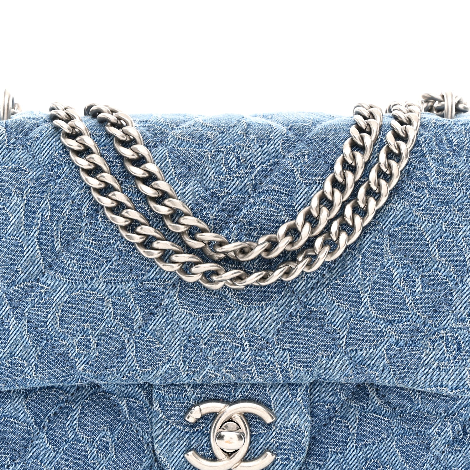 Chanel Denim Quilted Camellia Sweetheart Mini Flap Blue 8 of 11
