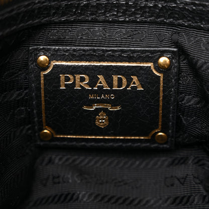 Prada Crackled Calfskin Studded Tote Talco Black 6 of 11
