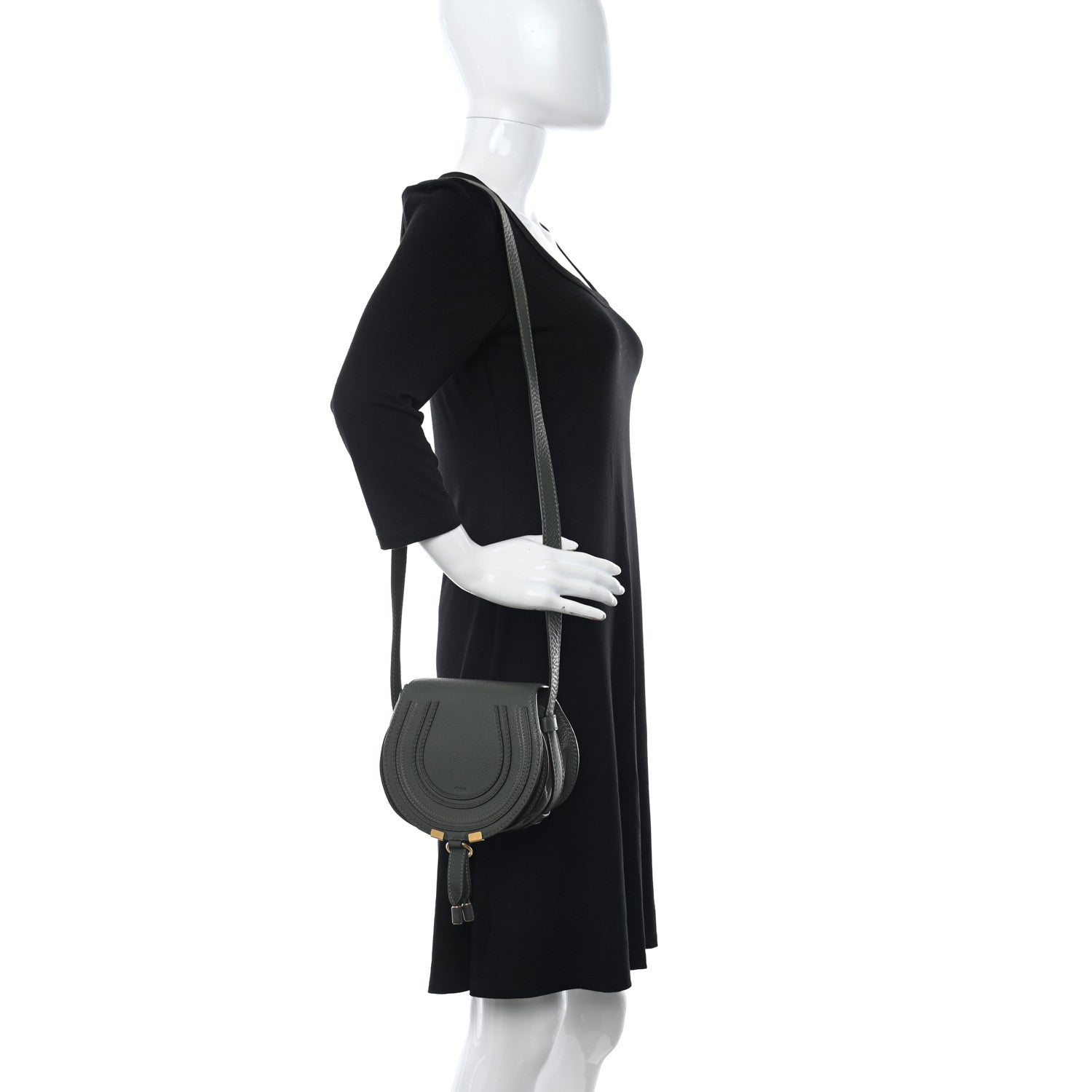 Chloe Calfskin Mini Marcie Round Crossbody Bag Dark Green 2 of 12