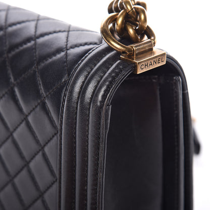 Chanel Lambskin Quilted Medium Boy Flap Dark Navy 18 of 18