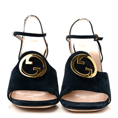 Gucci Suede Blondie 100mm Slingback Sandals 40.5 Blondie Blu 3 of 10
