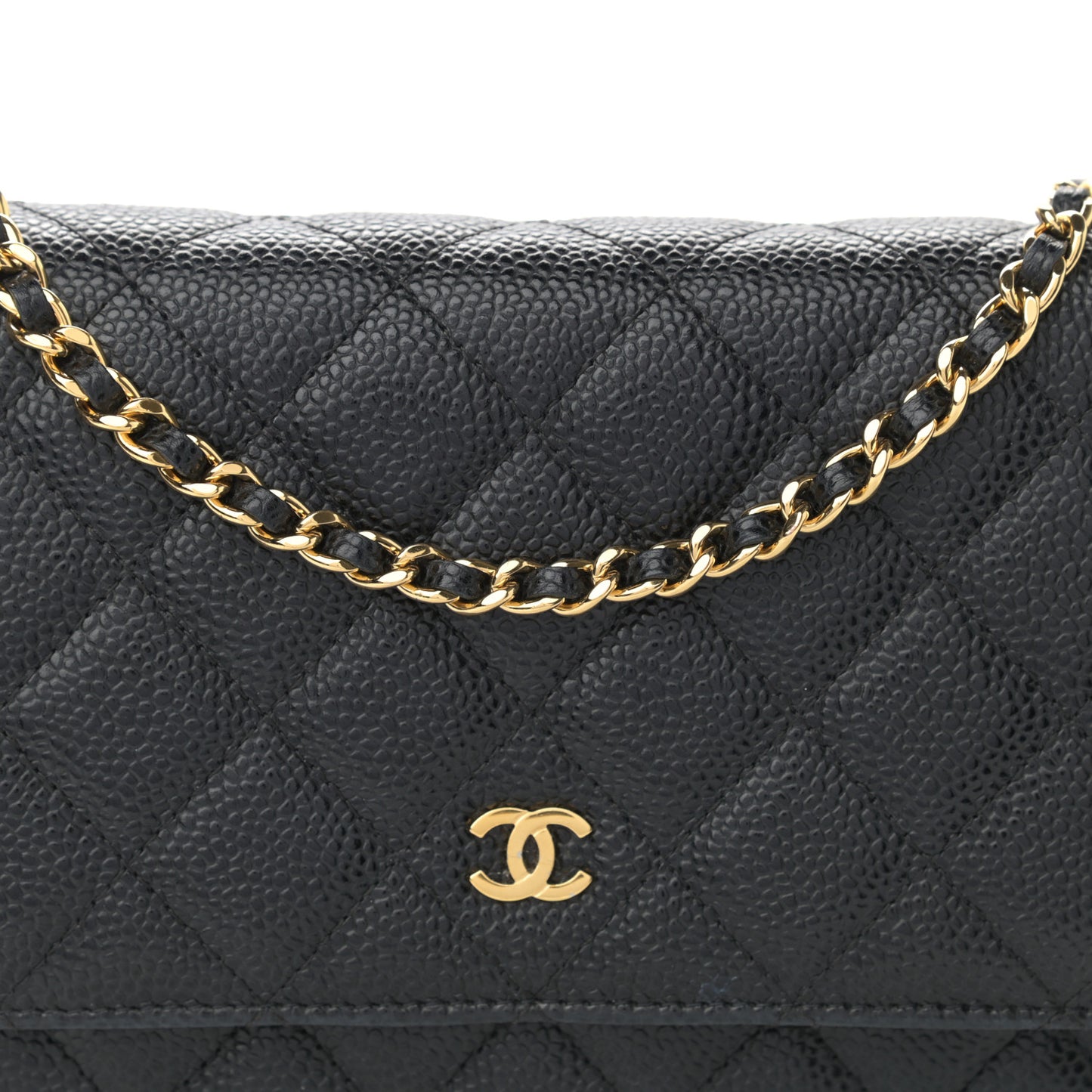 Caviar Quilted Wallet On Chain WOC Black