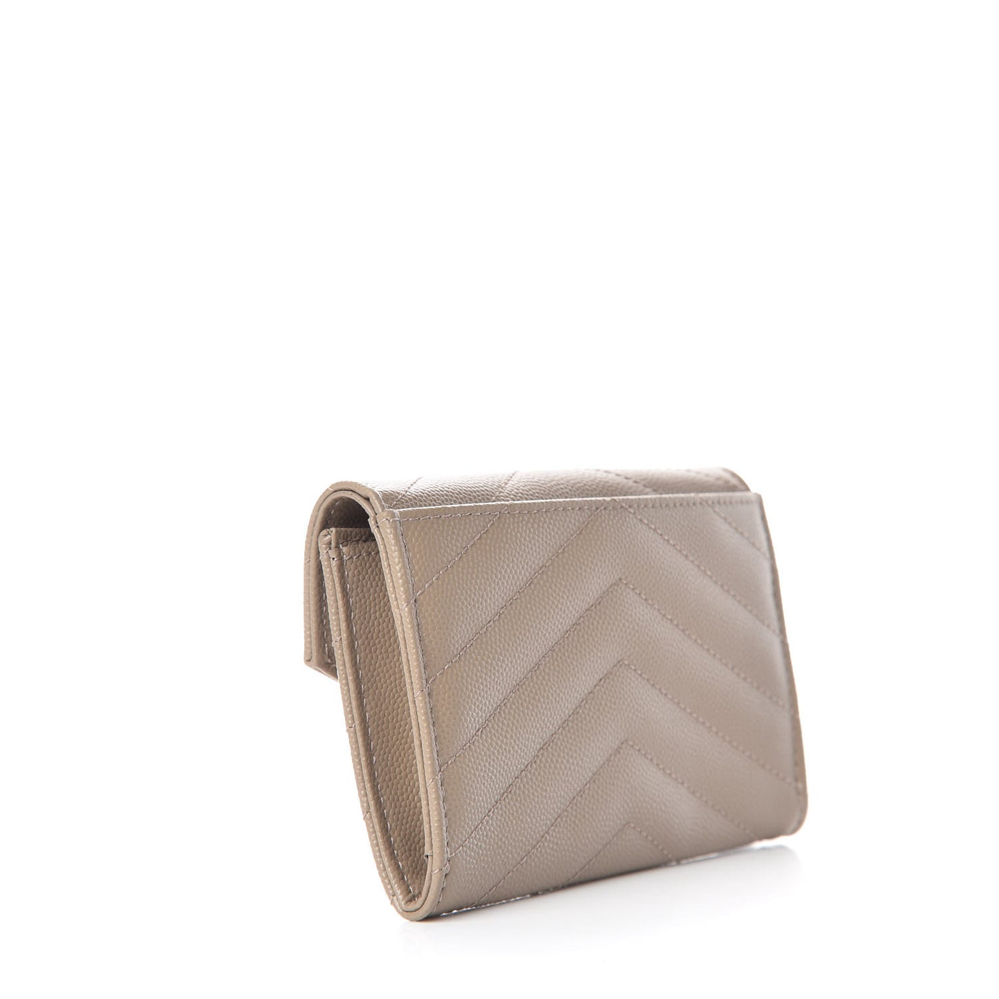 Grain De Poudre Matelasse Chevron Small Monogram Envelope Wallet Dark Beige