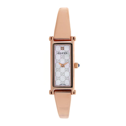 Gucci Stainless Steel Diamond Pink Mother of Pearl 12mm 1500L Horsebit Quartz Watch 1 of 5