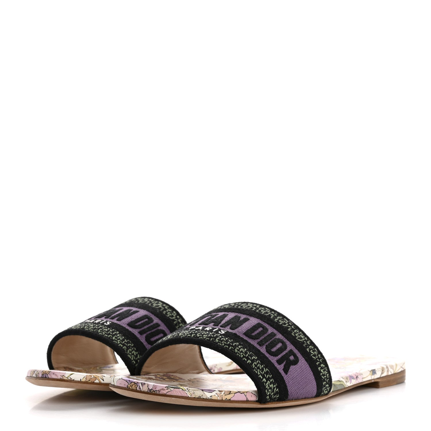 Christian Dior Canvas Embroidered 4 Saisons Dway Flat Slide Sandals 41 Lilac 4 of 9