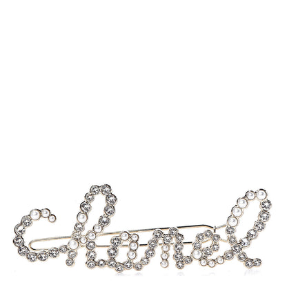 Chanel Metal Glass Swirling Pearls Hair Clip Gold 1 of 4