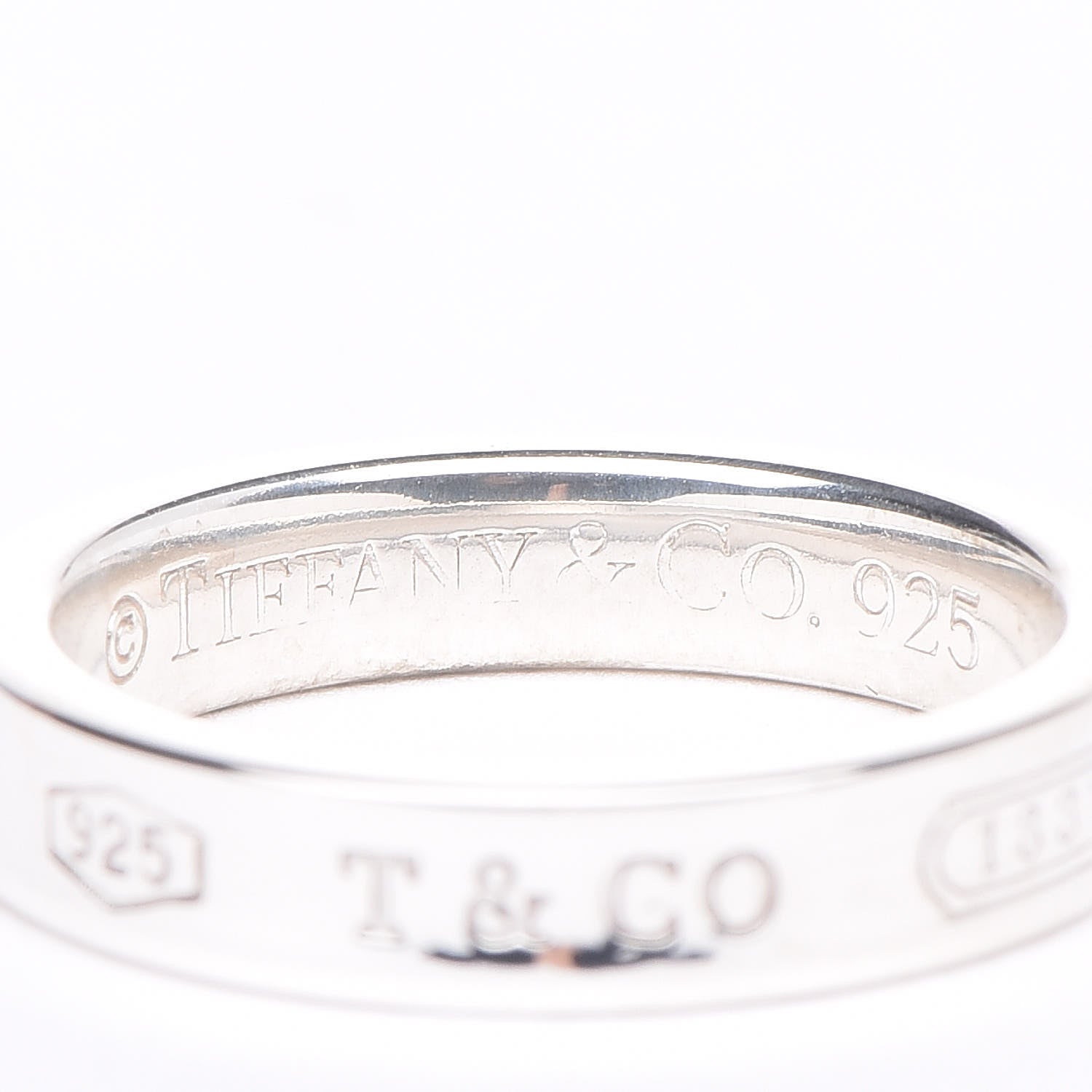 Tiffany Sterling Silver Narrow 1837 Band Ring 49 5 4 of 4