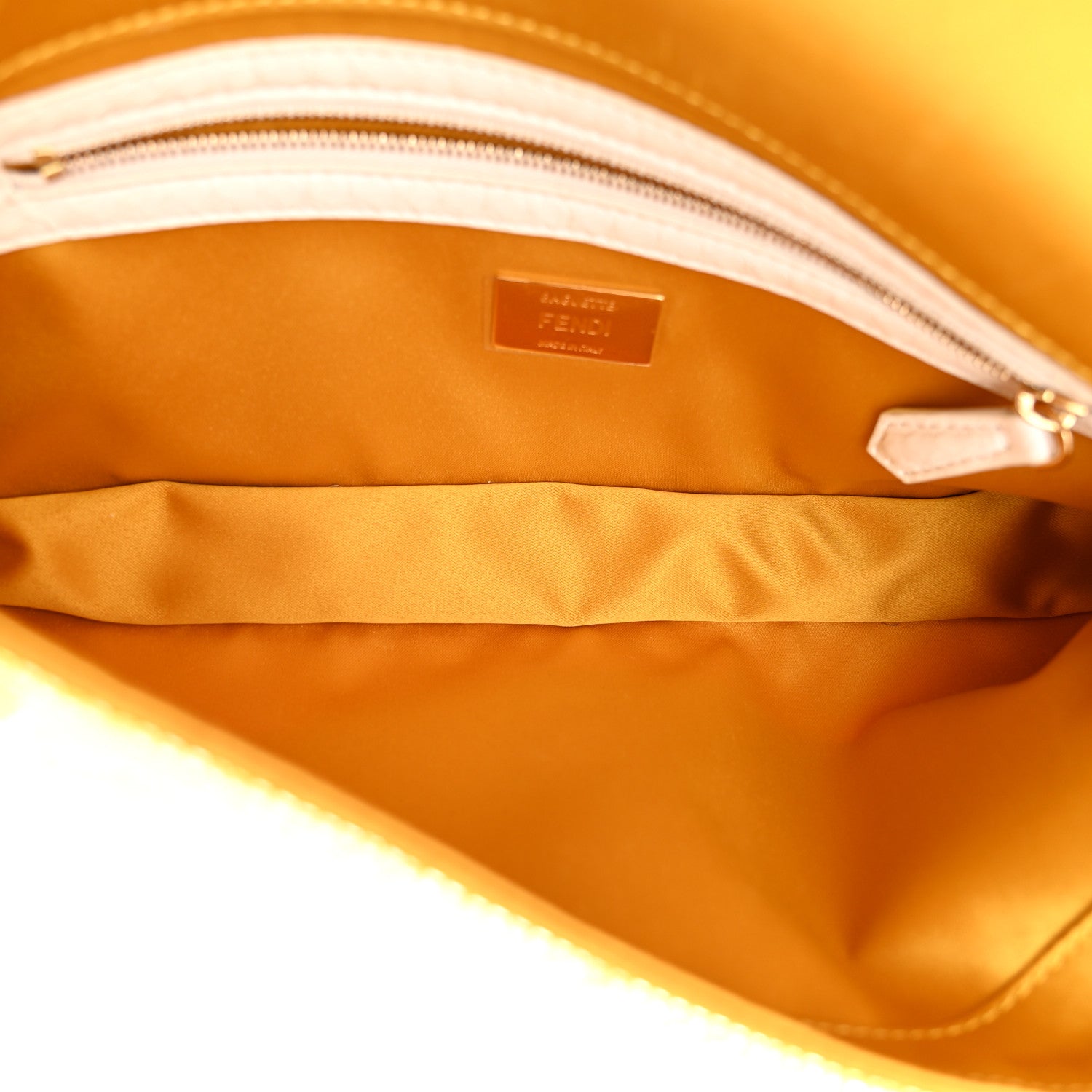 Fendi Satin Sequin Paillettes Elaphe Plexiglass Baguette 1997 Giallo Avorio 5 of 13