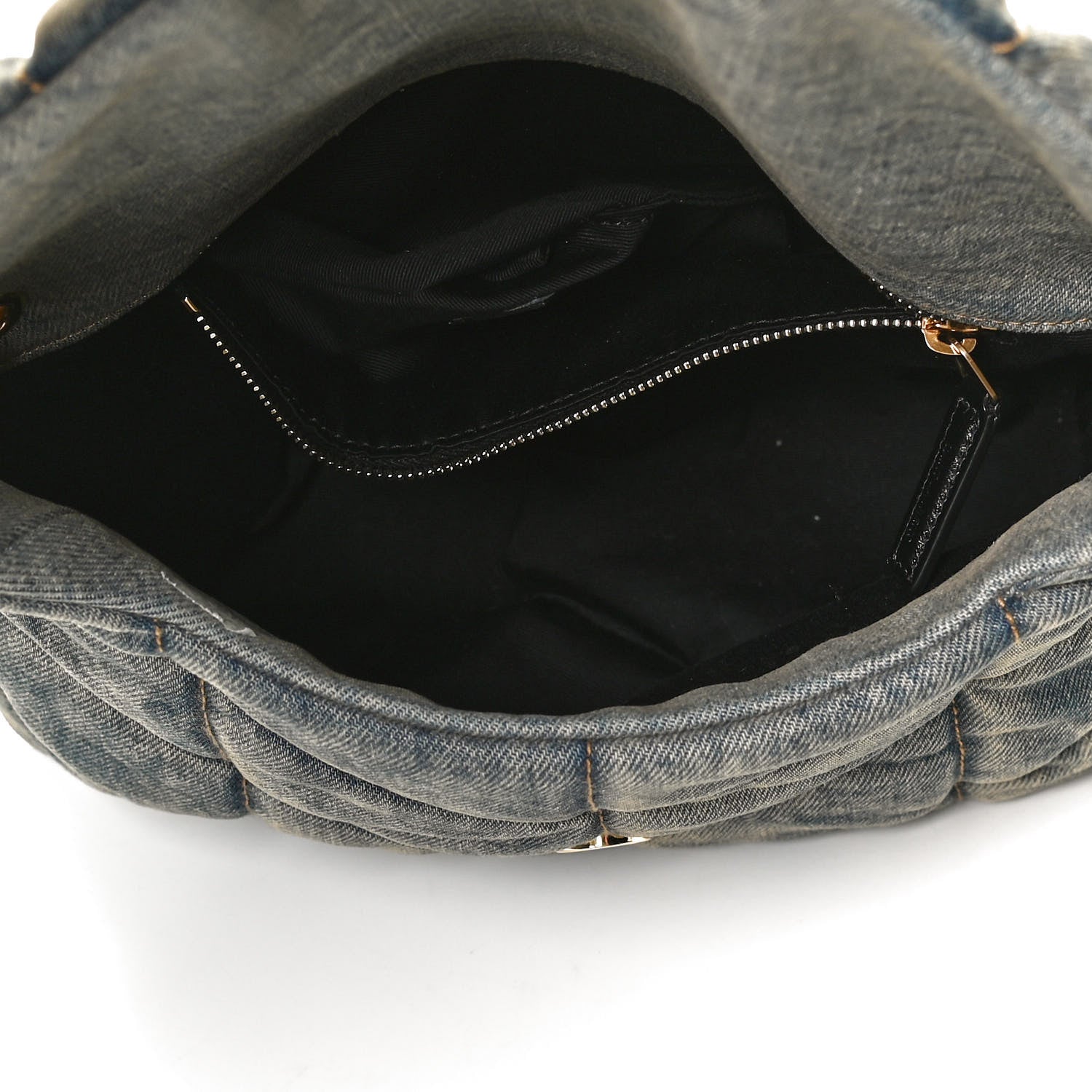 Saint Laurent Denim Quilted Small Loulou Puffer Monogram Chain Satchel Blue Cinnamon 5 of 10